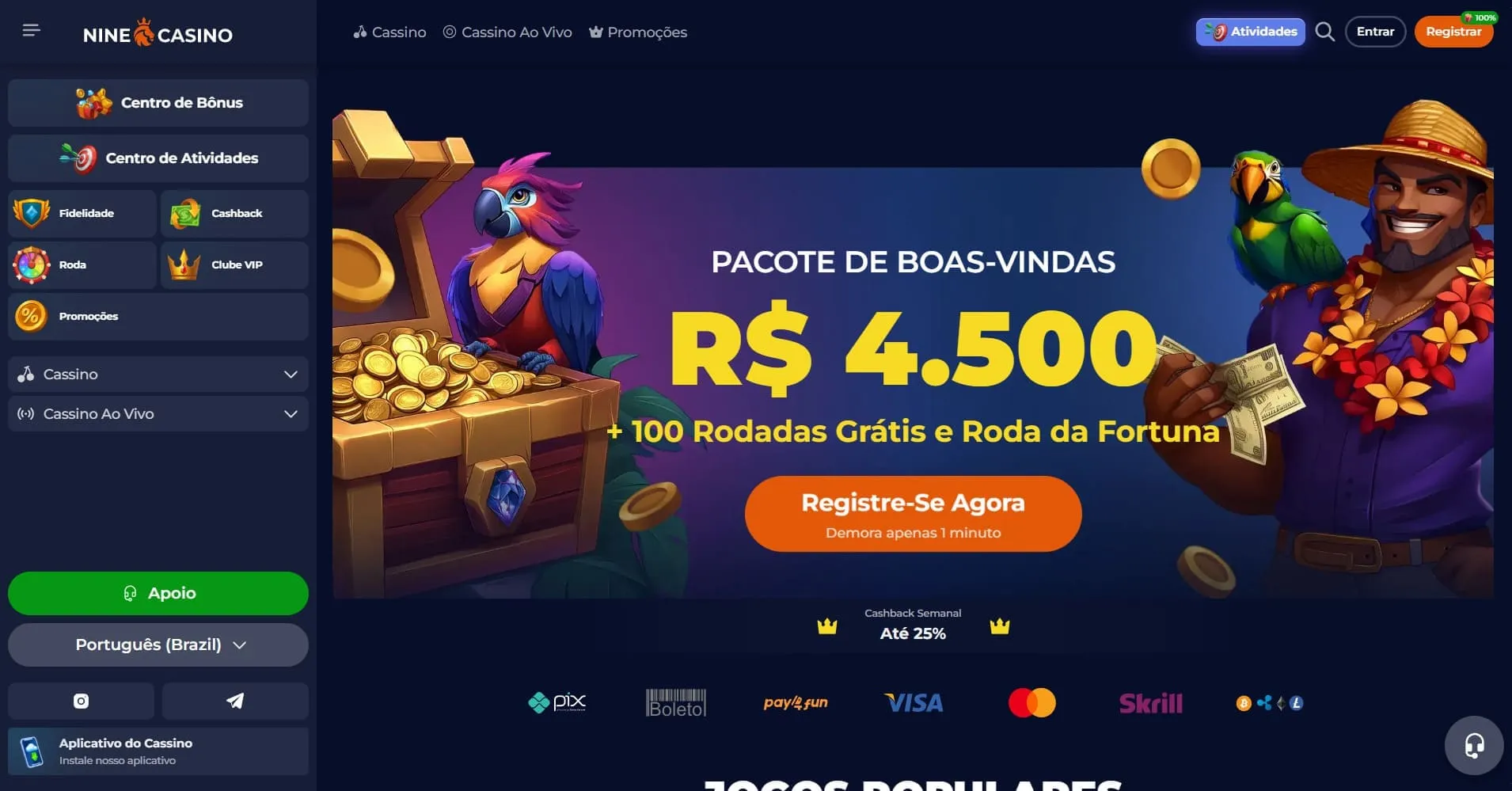 O NineCasino aceita Payz