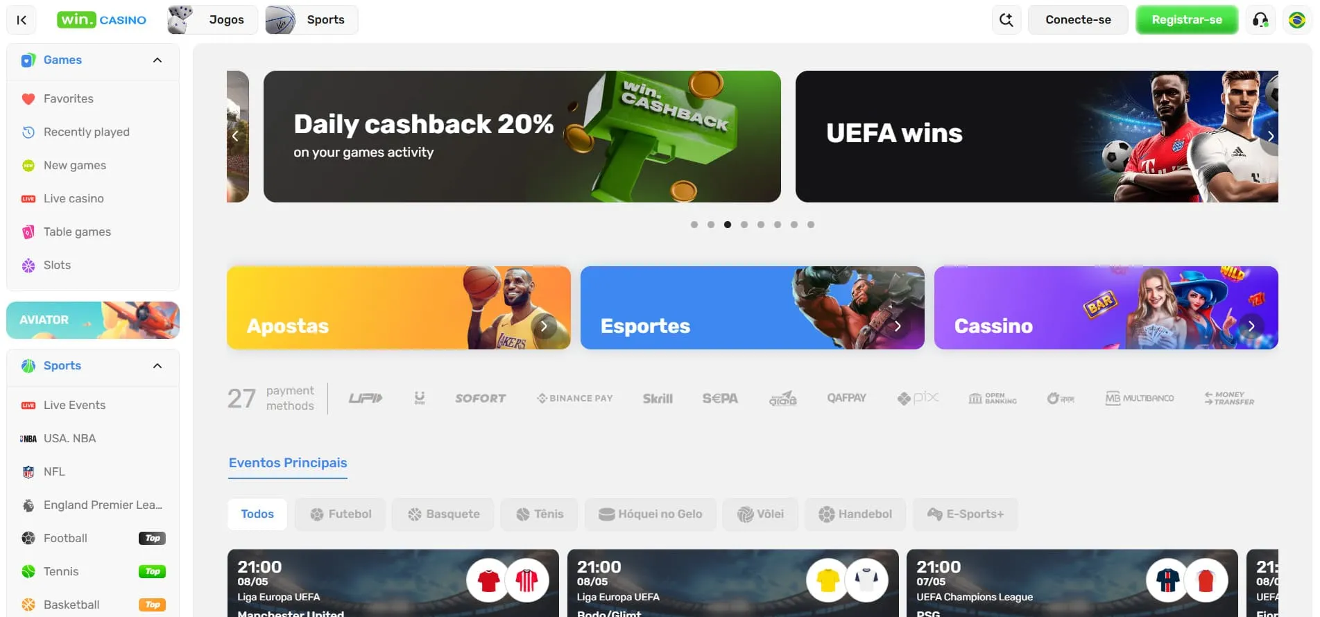 O WinCasino aceita Payz